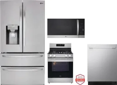4 Piece Package Includes Refrigerator, Range, Microwave And Dishwasher