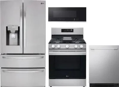 4 Piece Package Includes Refrigerator, Range, Microwave And Dishwasher