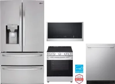 4 Piece Package Includes Refrigerator, Range, Microwave And Dishwasher