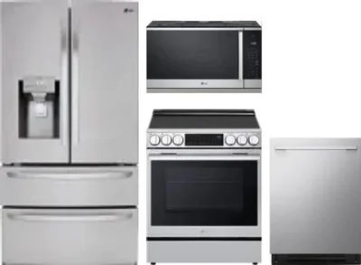 4 Piece Package Includes Refrigerator, Range, Microwave And Dishwasher