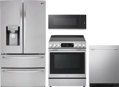 4 Piece Package Includes Refrigerator, Range, Microwave And Dishwasher