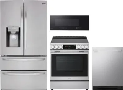 4 Piece Package Includes Refrigerator, Range, Microwave And Dishwasher