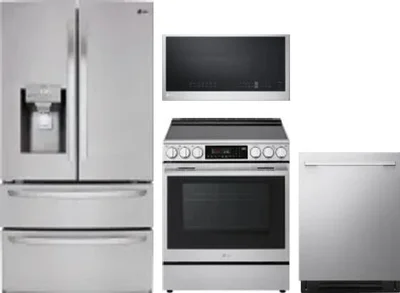 4 Piece Package Includes Refrigerator, Range, Microwave And Dishwasher