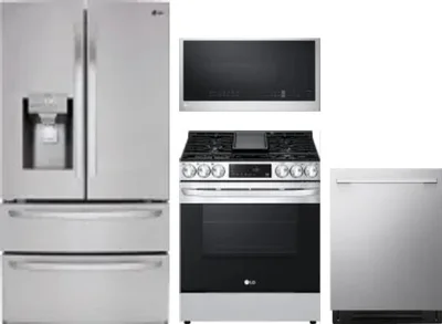 4 Piece Package Includes Refrigerator, Range, Microwave And Dishwasher