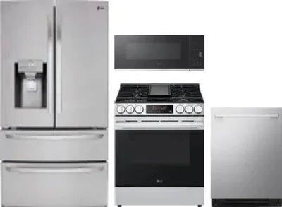 4 Piece Package Includes Refrigerator, Range, Microwave And Dishwasher