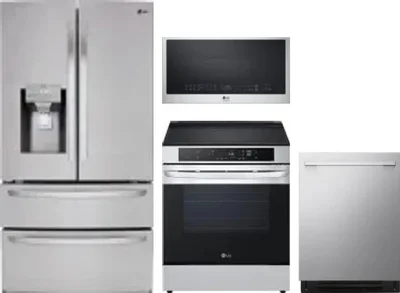 4 Piece Package Includes Refrigerator, Range, Microwave And Dishwasher