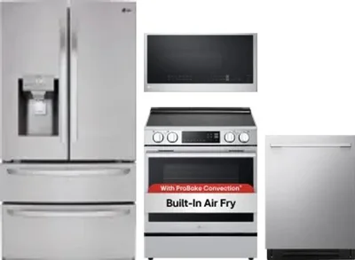 4 Piece Package Includes Refrigerator, Range, Microwave And Dishwasher