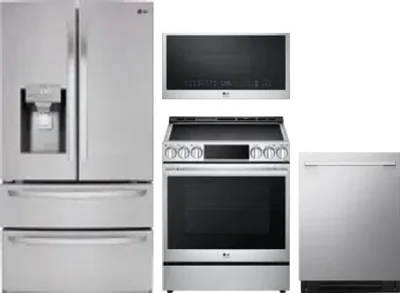 4 Piece Package Includes Refrigerator, Range, Microwave And Dishwasher