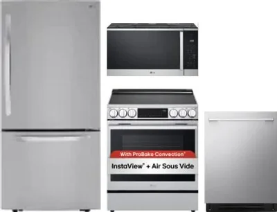 4 Piece Package Includes Refrigerator, Range, Microwave And Dishwasher