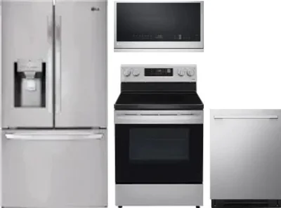 4 Piece Package Includes Refrigerator, Range, Microwave And Dishwasher