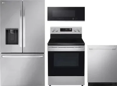 4 Piece Package Includes Refrigerator, Range, Microwave And Dishwasher