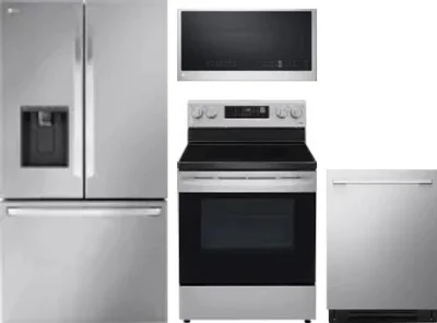 4 Piece Package Includes Refrigerator, Range, Microwave And Dishwasher