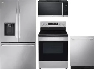 4 Piece Package Includes Refrigerator, Range, Microwave And Dishwasher