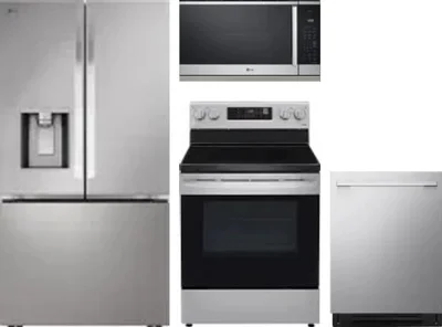 4 Piece Package Includes Refrigerator, Range, Microwave And Dishwasher