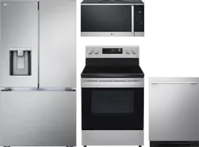 4 Piece Package Includes Refrigerator, Range, Microwave And Dishwasher