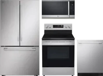 4 Piece Package Includes Refrigerator, Range, Microwave And Dishwasher