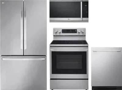 4 Piece Package Includes Refrigerator, Range, Microwave And Dishwasher