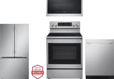 4 Piece Package Includes Refrigerator, Range, Microwave And Dishwasher