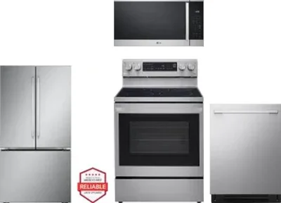 4 Piece Package Includes Refrigerator, Range, Microwave And Dishwasher