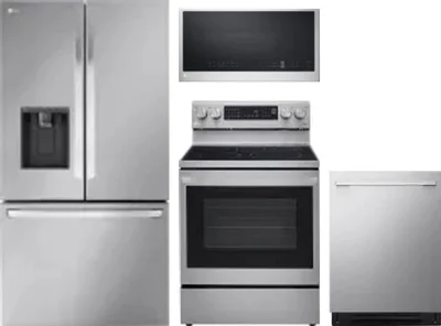 4 Piece Package Includes Refrigerator, Range, Microwave And Dishwasher