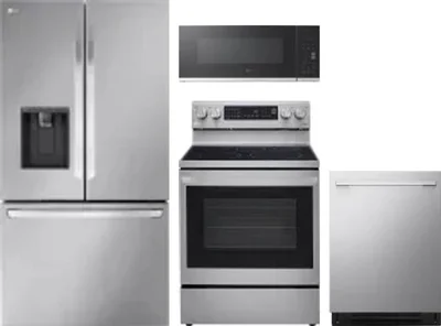 4 Piece Package Includes Refrigerator, Range, Microwave And Dishwasher