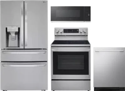 4 Piece Package Includes Refrigerator, Range, Microwave And Dishwasher