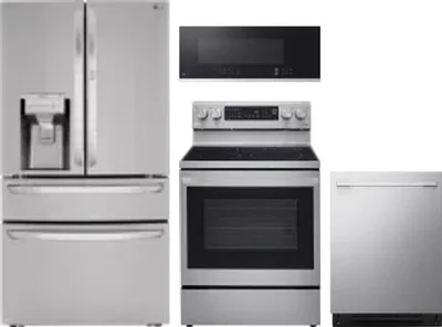 4 Piece Package Includes Refrigerator, Range, Microwave And Dishwasher