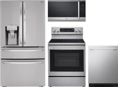 4 Piece Package Includes Refrigerator, Range, Microwave And Dishwasher