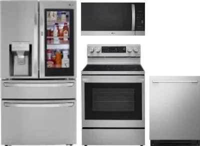 4 Piece Package Includes Refrigerator, Range, Microwave And Dishwasher