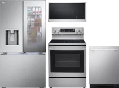 4 Piece Package Includes Refrigerator, Range, Microwave And Dishwasher