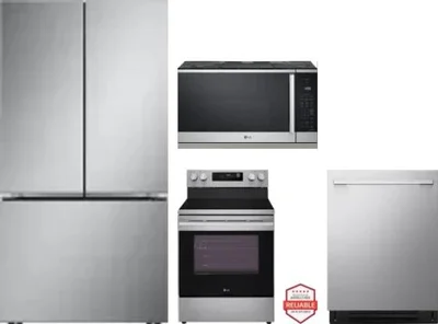 4 Piece Package Includes Refrigerator, Range, Microwave And Dishwasher