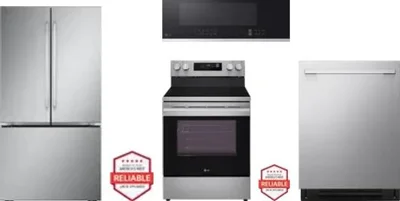 4 Piece Package Includes Refrigerator, Range, Microwave And Dishwasher