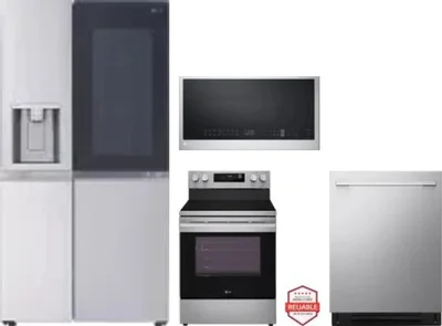 4 Piece Package Includes Refrigerator, Range, Microwave And Dishwasher