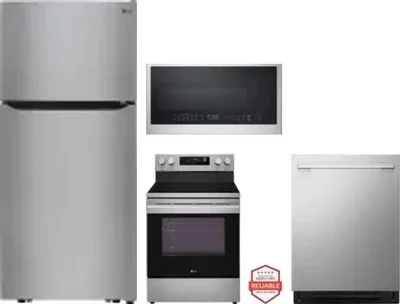4 Piece Package Includes Refrigerator, Range, Microwave And Dishwasher