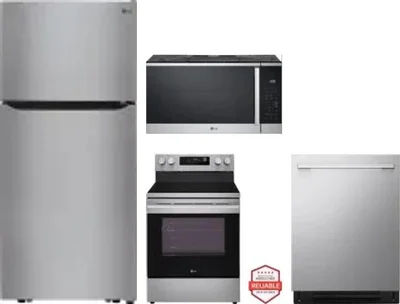 4 Piece Package Includes Refrigerator, Range, Microwave And Dishwasher
