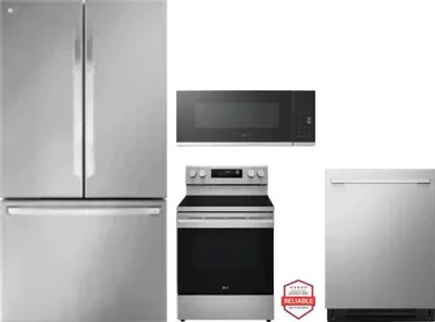 4 Piece Package Includes Refrigerator, Range, Microwave And Dishwasher