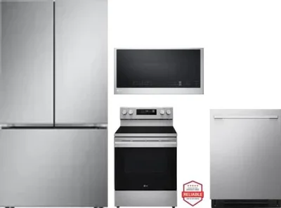 4 Piece Package Includes Refrigerator, Range, Microwave And Dishwasher