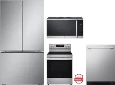 4 Piece Package Includes Refrigerator, Range, Microwave And Dishwasher