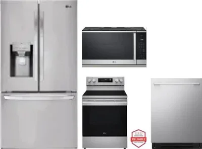 4 Piece Package Includes Refrigerator, Range, Microwave And Dishwasher