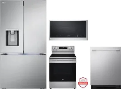 4 Piece Package Includes Refrigerator, Range, Microwave And Dishwasher