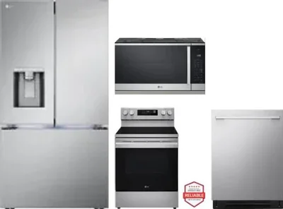 4 Piece Package Includes Refrigerator, Range, Microwave And Dishwasher