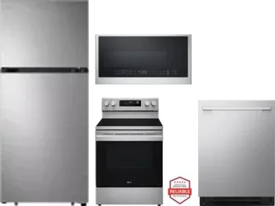 4 Piece Package Includes Refrigerator, Range, Microwave And Dishwasher