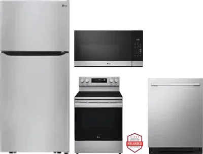 4 Piece Package Includes Refrigerator, Range, Microwave And Dishwasher