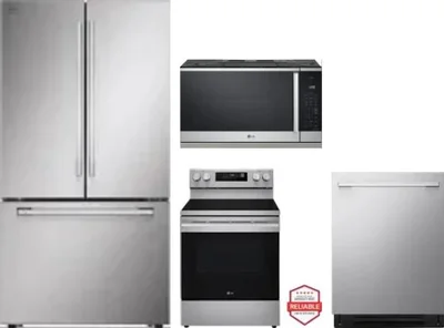 4 Piece Package Includes Refrigerator, Range, Microwave And Dishwasher