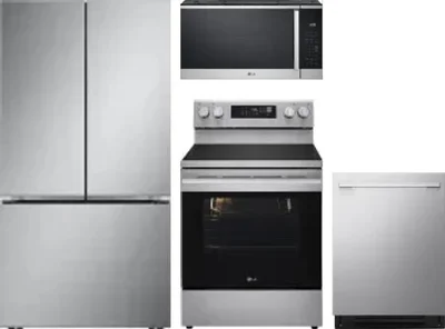4 Piece Package Includes Refrigerator, Range, Microwave And Dishwasher
