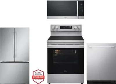4 Piece Package Includes Refrigerator, Range, Microwave And Dishwasher