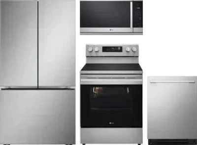 4 Piece Package Includes Refrigerator, Range, Microwave And Dishwasher