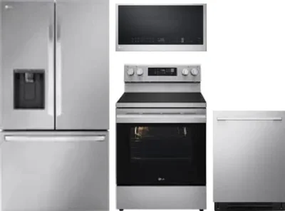 4 Piece Package Includes Refrigerator, Range, Microwave And Dishwasher