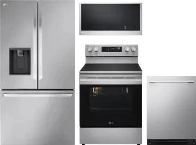 4 Piece Package Includes Refrigerator, Range, Microwave And Dishwasher