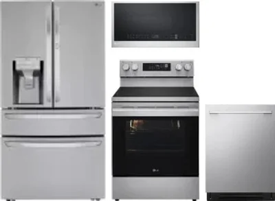 4 Piece Package Includes Refrigerator, Range, Microwave And Dishwasher